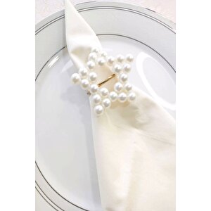 6 Adet Pearl Golden Metal Halkalı Yıldız Peçete Yüzüğü