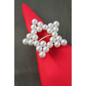 6 Adet Pearl Golden Metal Halkalı Yıldız Peçete Yüzüğü