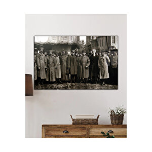 Atatürk Ve Ordu Temalı Uv Baskılı Cam Tablo, Ev Ve Ofis Duvar Dekoru Hediyelik 36x23 cm