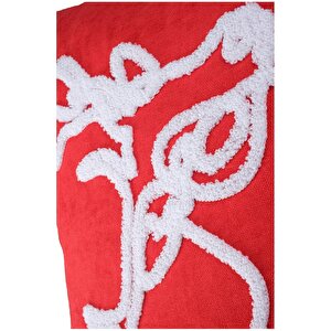 43x43 Yılbaşı Kırlent Kılıfı Kırmızı Beyaz Punch Geyik Desenli Yeni Yıl Noel Süzene Panç