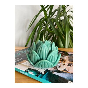 Turkuaz Yeşil Lotus Kokulu Dekoratif Mum Kandil