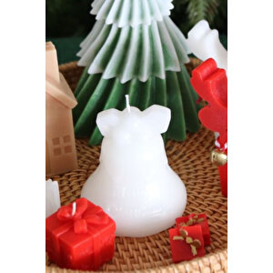 Yılbaşı Beyaz Çan Mum, Tarçın Kokulu Mum, Dekoratif Noel Mumu, Yeni Yıl Hediyesi, Ev Dekoru(3 Adet)