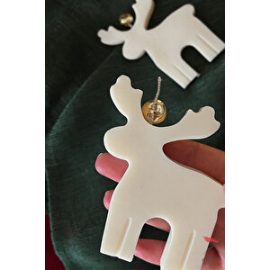 Yeni Yıl Süsleri, Beyaz Ve Kırmızı Noel Geyik Kokulu Mum 2li Set, Yılbaşı Dekoratif Mum, Ev Dekoru