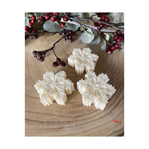 Yeni Yıl Süsleri, Kar Tanesi Mum 3 Lü Set, Kokulu Mum, Yılbaşı Dekoratif Mum Ve Noel Hediyelikleri