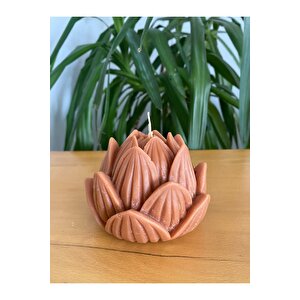 Kahverengi Lotus Kokulu Dekoratif Mum Kandil