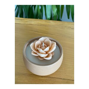 Bohem Koleksiyonu, El Yapımı Kokulu Dekoratif Mum, Kahverengi Kuş Otu Vazolu Çiçekli Mum 5li Set