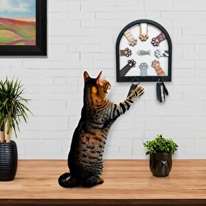 Cajuart Renkli Kedi Patileri Ve Balık Kabartma Tasarım Anahtarlık Duvar Dekor Askılık