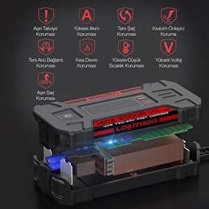 Lokithor J402 12v 3000amp Li-polimer Akıllı Akü Takviye + Powerbank + Led Lamba