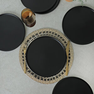 Keramika Mat Siyah Stackable Servis Tabağı 27 Cm 6 Adet 956