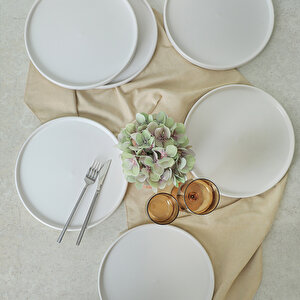 Beyaz Stackable Servis Tabağı 27 Cm 6 Adet 006
