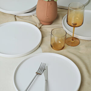 Beyaz Stackable Servis Tabağı 27 Cm 6 Adet 006
