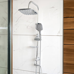 Decordem Banora Lux Oval Robot Duş Sistemi, 2 Fonksiyonlu El Duşu, Paslanmaz Çelik, Standart Sabunluk, Krom