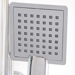 Banora Lux Kare Duş Sistemi, Sürgülü El Duşu Takımı, Paslanmaz Çelik, Standart Sabunluk, Krom