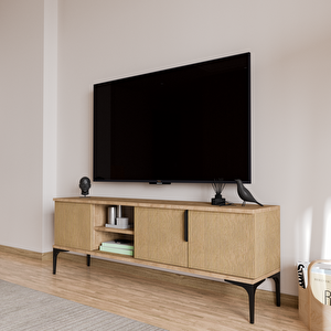 Home Tarz Full Yunus 150 Cm Tv Ünitesi Tv Sehpası Raflı Tv Ünitesi Konsol