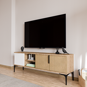 Home Tarz Sepet-Beyaz , 150 Cm Tv Ünitesi , Tv Sehpası ,Raflı Tv Ünitesi Konsol