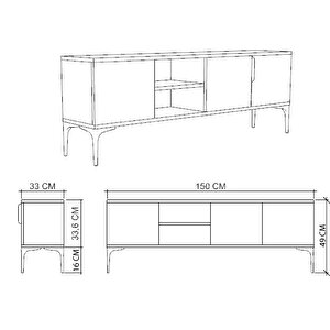 Alonex Home Tarz Full Beyaz , 150 Cm Tv Ünitesi , Tv Sehpası ,Raflı Tv Ünitesi Konsol