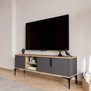 Home Tarz Full Antrasit, 150 Cm Tv Ünitesi , Tv Sehpası ,Raflı Tv Ünitesi Konsol