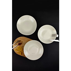 6’lı Deniz Form Çukur Tabak Yemek Tabağı Seti 19 Cm Krem