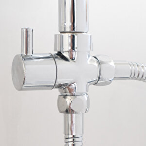 Decordem Banora Deluxe Izgara Duş Sistemi, 2 Fonksiyon El Duşu Takımı, Paslanmaz Çelik, Standart Sabunluk, Krom
