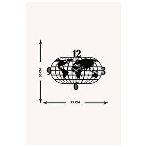 Dünya Haritası Metal Duvar Saati Artclock-106