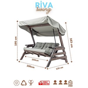 Riva Swing Ahşap Dış Mekan Bahçe Balkon Ve Teras Salıncağı 3 Kişilik Salıncak