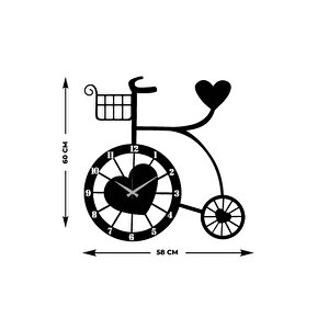 Retro Heart Bike Metal Duvar Saati