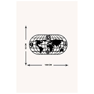 Dünya Haritası Metal Duvar Saati Artclock-105