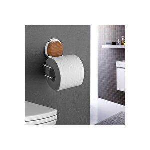 Ahşap Desenli Magic Fix Sihirli Yapışkan Krom Lux Wc Kağıtlık Mgk-708w