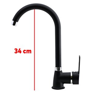 Banyo Lavabo Musluğu Siyah Bataryası Mix Eyve Sıcak Soğuk Çift Su Girişli Çeşmesi 34 Cm