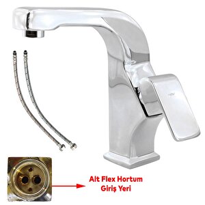 Banyo Lavabo Musluğu Bataryası Mix Eyve Sıcak Soğuk Çift Su Girişli Çeşmesi 20 Cm