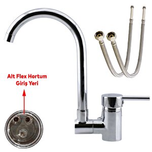 Banyo Lavabo Musluğu Akrobat Eyve Sıcak Soğuk Çift Su Girişli Çeşmesi Bataryası 31 Cm