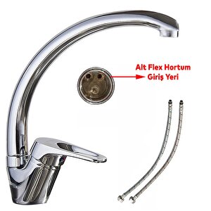 Kuğu Mix Banyo Lavabo Musluğu Eyve Sıcak Soğuk Çift Su Girişli Çeşmesi Bataryası 19 Cm