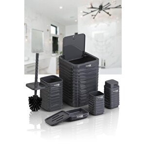 Okyanus Home Luna Antrasit Kare 5'li Banyo Seti