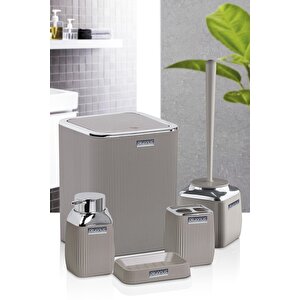 Okyanus Home Vizon Rengi Çizgili Krom 5'li Banyo Seti