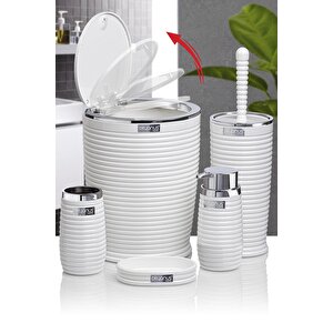 Beyaz Kromlu Elegans 5'li Banyo Seti