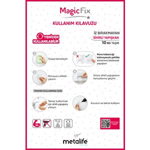 Magic Fix Sihirli Yapışkan Kancalı Krom Banyo Rafı - 13x30 Cm