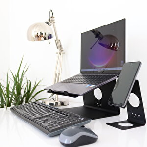 Hansdo Laptop Standı - Laptop Yükseltici - Notebook Standı - Metal - Siyah  -SLS1BL