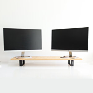 Dual Monitör Standı - İkili Monitör Standı - Monitör Yükseltici - Mdf Lam - Safir Meşe - WMS2