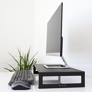 Hansdo Monitör Standı - Laptop Standı - Monitör Yükseltici - Metal - Siyah - SMS1BL