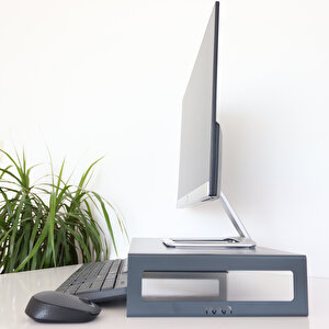 Hansdo Monitör Standı - Laptop Standı - Monitör Yükseltici - Metal - Antrasit Gri - SMS1