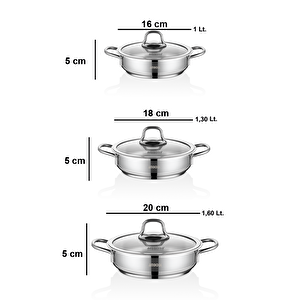 Amboss Saphire 6 Parça Tencere Seti Cam Kapak Sap-4066