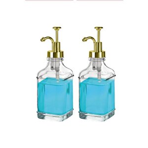 2’li Cam Sıvı Sabun Ve Losyon Etiketli Gold Tıpalı Deterjan Şişesi Sabunluk 500 Ml Gold - 2112020-g C1-1-289