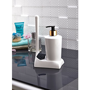 Armona Silikon Fırçalı Mutfak Banyo Sıvı Sabunluk Süngerlik  Seti