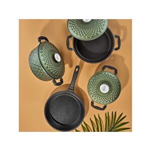 Carabella Döküm 7 Parça Tencere Seti Döküm Kapak Haki - Tac-4805