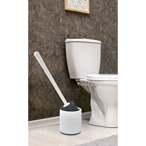 Silikon Tuvalet Klozet Fırçası Beyaz-Gri Oval