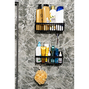 Yapışkanlı Banyo Duş Rafı, 2'li Banyo Düzenleyici Organizer Şampuanlık, Plastik