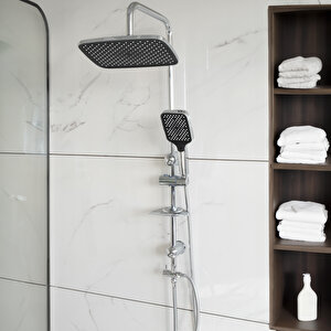 Banora Deluxe Oval Duş Sistemi, 2 Fonksiyon El Duşu Takımı, Paslanmaz Çelik, Standart Sabunluk, Krom