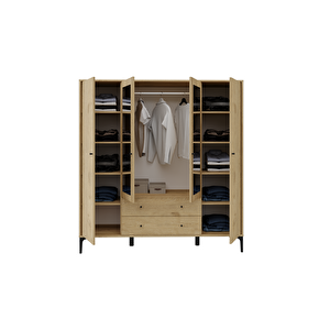 Focus 4 Kapılı Aynalı Dolap Meşe %100 Mdf