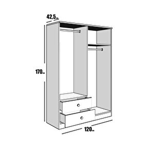 Diamont 4 Kapaklı Dolap Meşe%100 Mdf