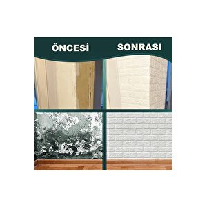 50X30 Cm 0,17 M² Kendinden Yapışkanlı Duvar Kağıdı Esnek Köpük Paneli 3d Boyutlu Tuğla Desen Beyaz